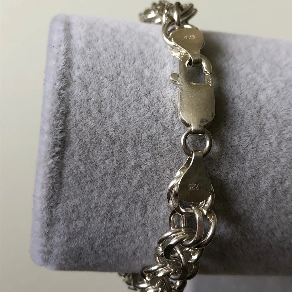 8.75” 925 Silver 8mm wide chain wire bracelet Handmade